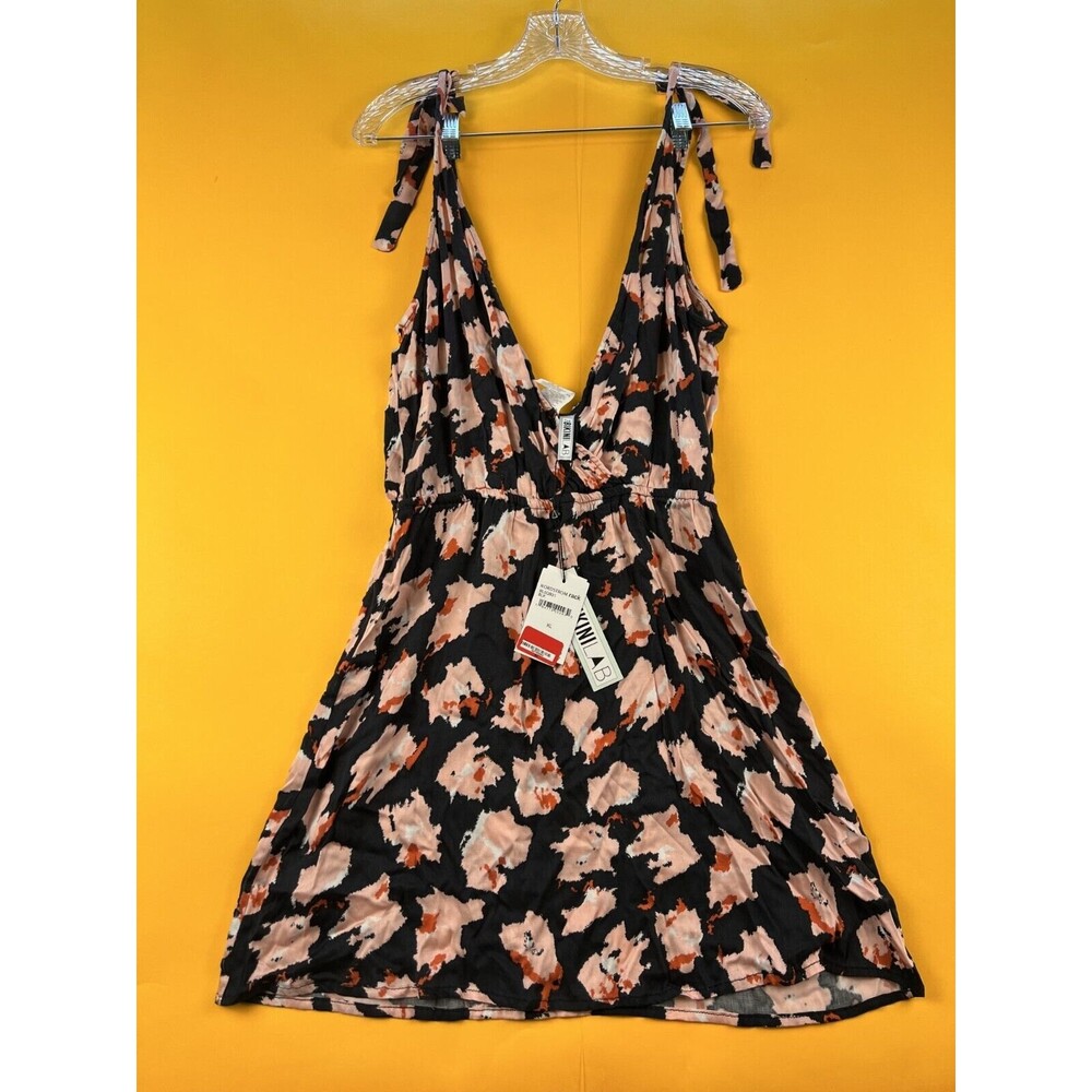 The Bikini Lab Feline Fine Coverup Dress Womens XL Mini Tie Strap Surplice NWT